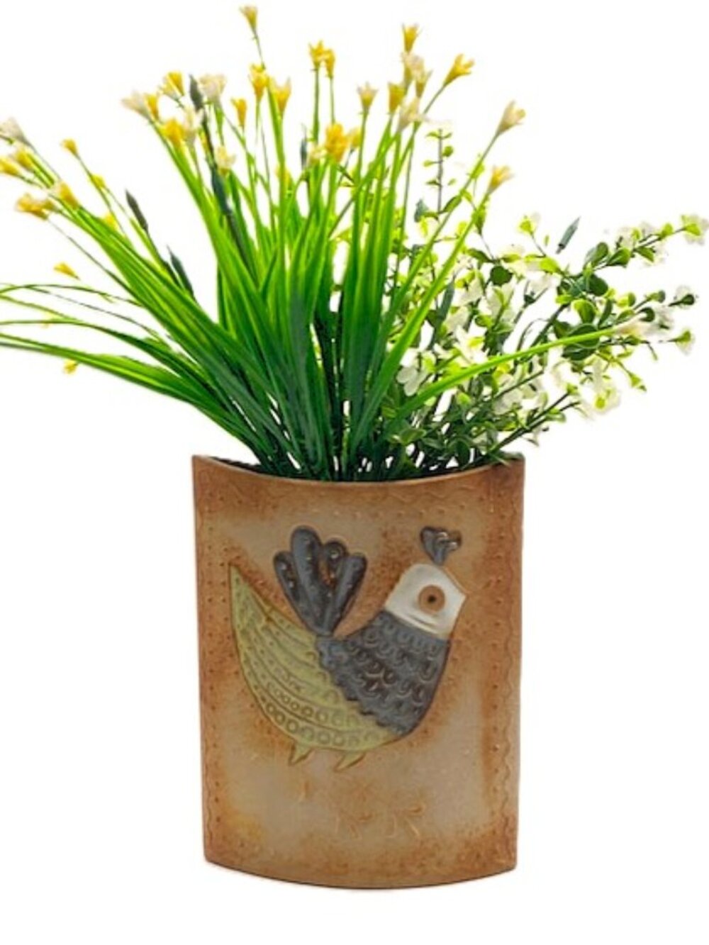 Vintage Takahashi Japan Bird Pillow Studio Pottery Vase MCM Mid century modern